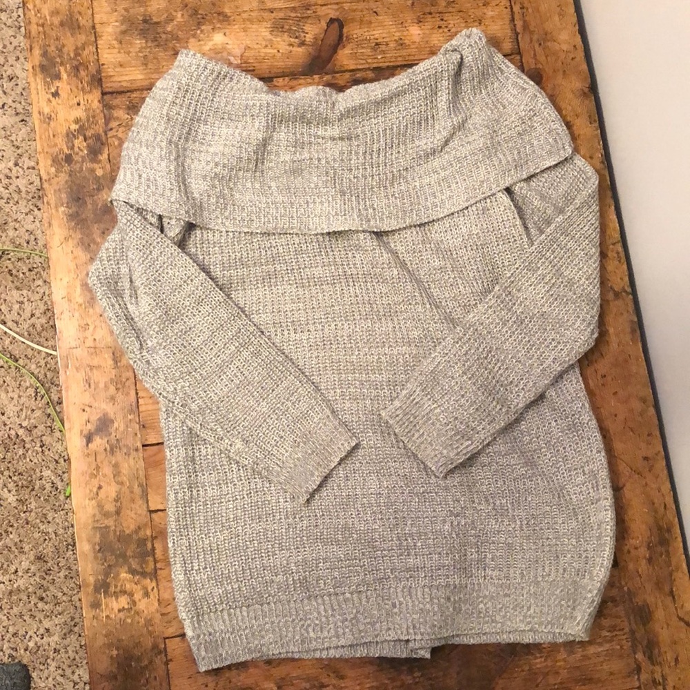 Gray Off The Shoulder Sweater